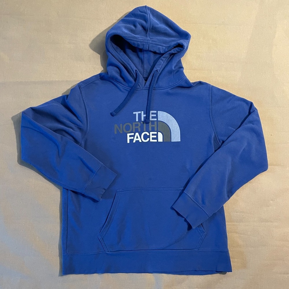 North Face Men's Hoodie Size M Blue Logo Oversized Gorpcore Outdoors Hiking